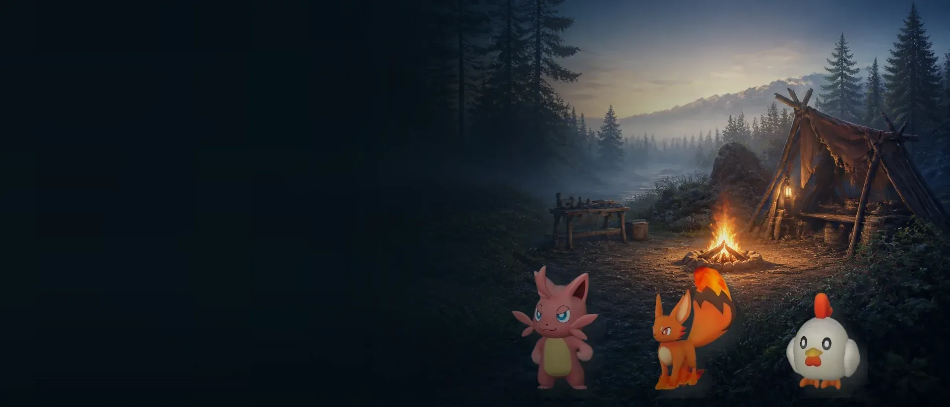 Early game Palworld Pals exploring near a starter base