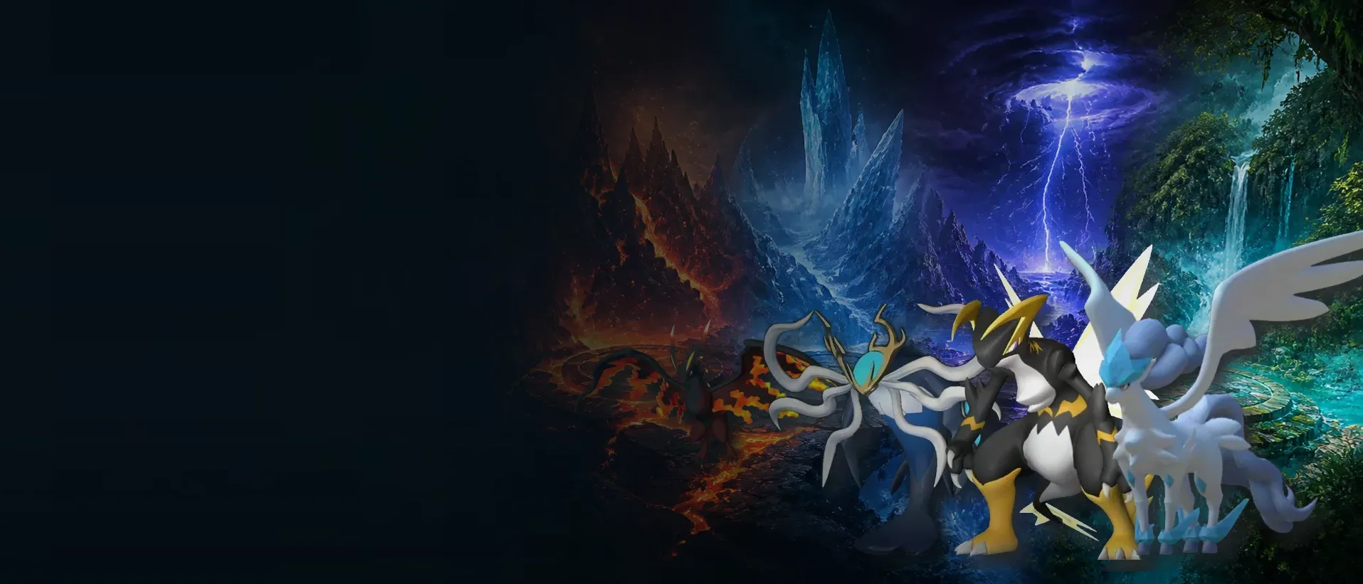 Palworld Pals representing Fire, Water, Grass, Electric, Ice, Ground, Dark, Dragon, and Neutral elements